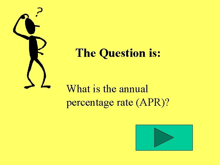 The Question is: What is the annual percentage rate (APR)? The Question is: What is the annual percentage rate (APR)?