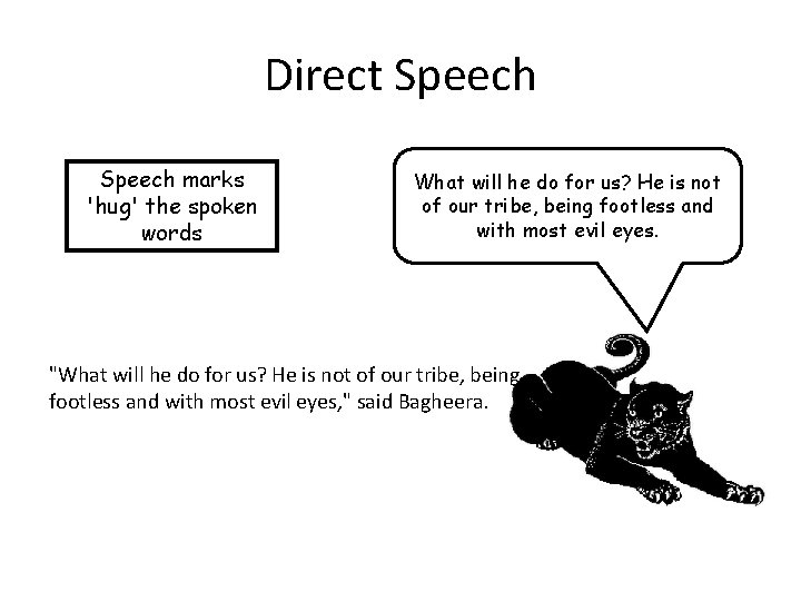 Direct Speech marks 'hug' the spoken words What will he do for us? He