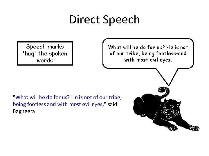 Direct Speech marks 'hug' the spoken words What will he do for us? He