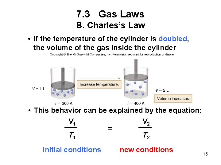 7. 3 Gas Laws B. Charles’s Law • If the temperature of the cylinder