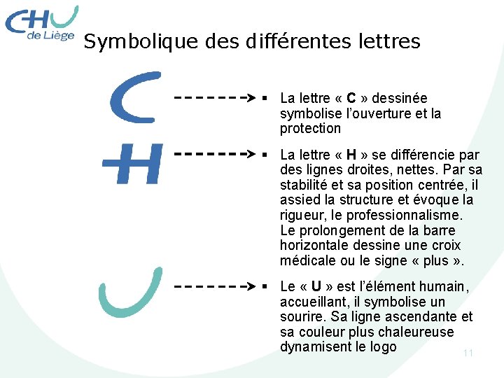 Symbolique des différentes lettres § La lettre « C » dessinée symbolise l’ouverture et