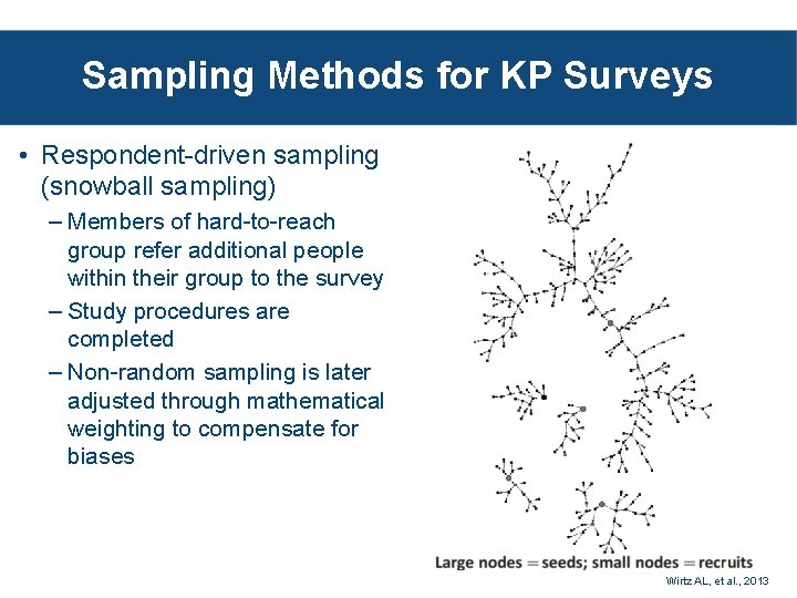 Sampling Methods for KP Surveys • Respondent-driven sampling (snowball sampling) – Members of hard-to-reach