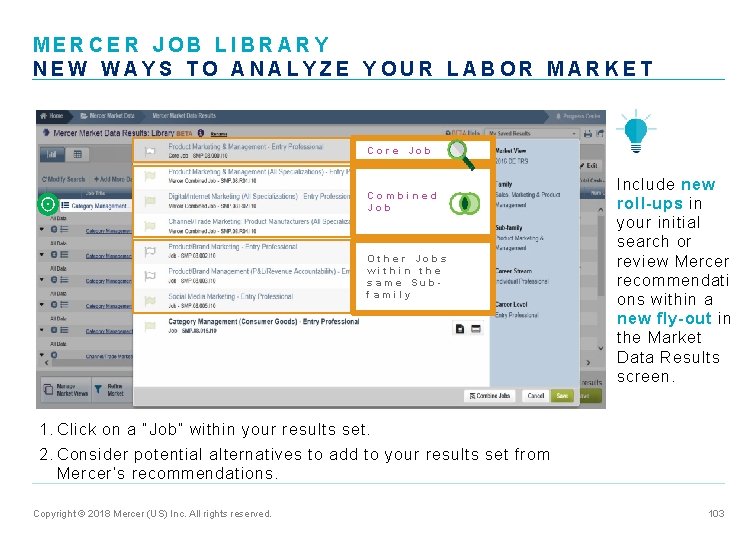 MERCER JOB LIBRARY NEW WAYS TO ANALYZE YOUR LABOR MARKET Core Job Combined Job