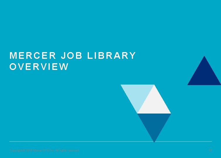 MERCER JOB LIBRARY OVERVIEW Copyright © 2018 Mercer (US) Inc. All rights reserved. 13