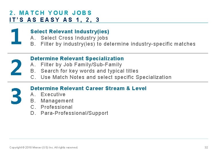 2. MATCH YOUR JOBS IT’S AS EASY AS 1, 2, 3 1 2 3