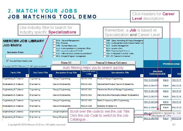 2. MATCH YOUR JOBS JOB MATCHING TOOL DEMO Use industry filter to search for