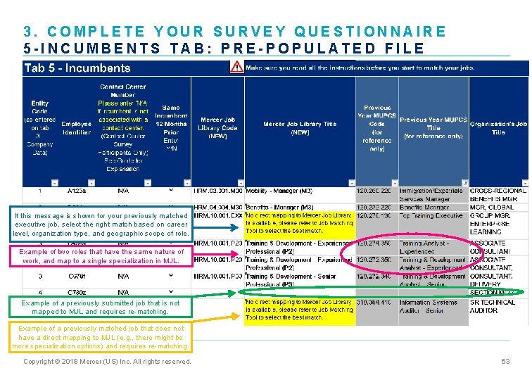 3. COMPLETE YOUR SURVEY QUESTIONNAIRE 5 -INCUMBENTS TAB: PRE-POPULATED FILE If this message is