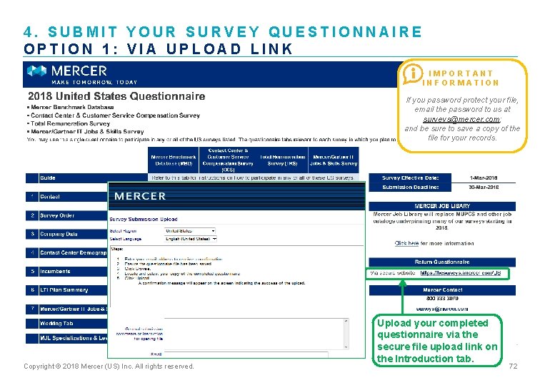 4. SUBMIT YOUR SURVEY QUESTIONNAIRE OPTION 1: VIA UPLOAD LINK IMPORTANT INFORMATION If you