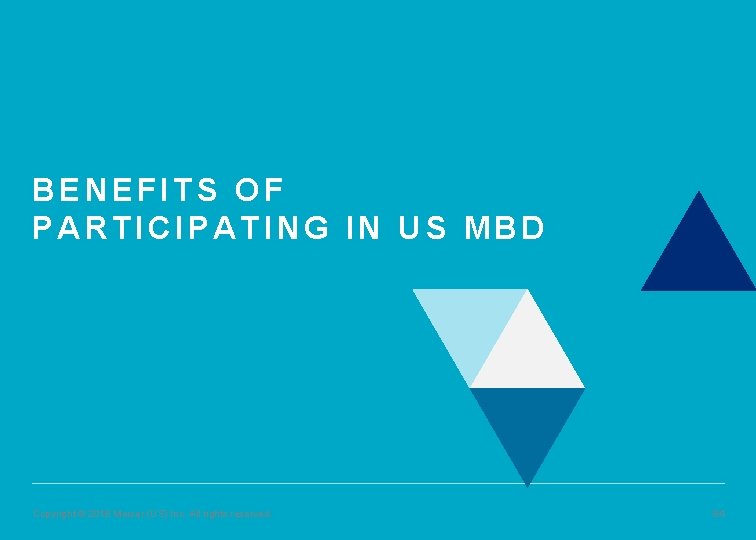 BENEFITS OF PARTICIPATING IN US MBD Copyright © 2018 Mercer (US) Inc. All rights