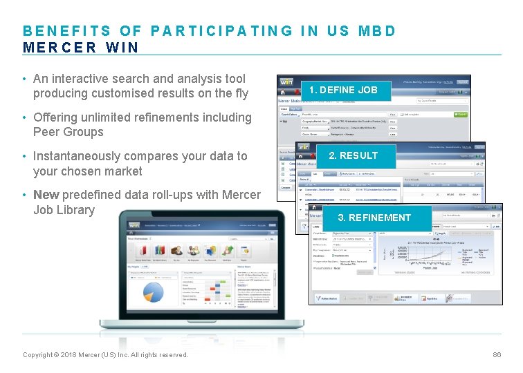 BENEFITS OF PARTICIPATING IN US MBD MERCER WIN • An interactive search and analysis