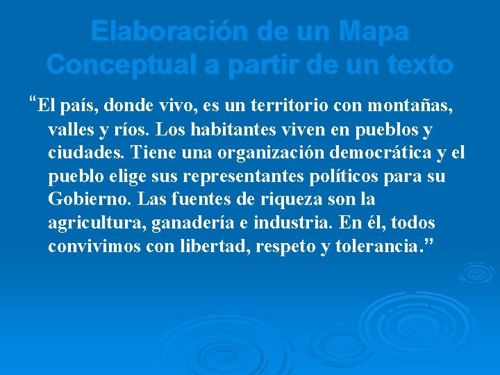 Elaboración de un Mapa Conceptual a partir de un texto “El país, donde vivo,