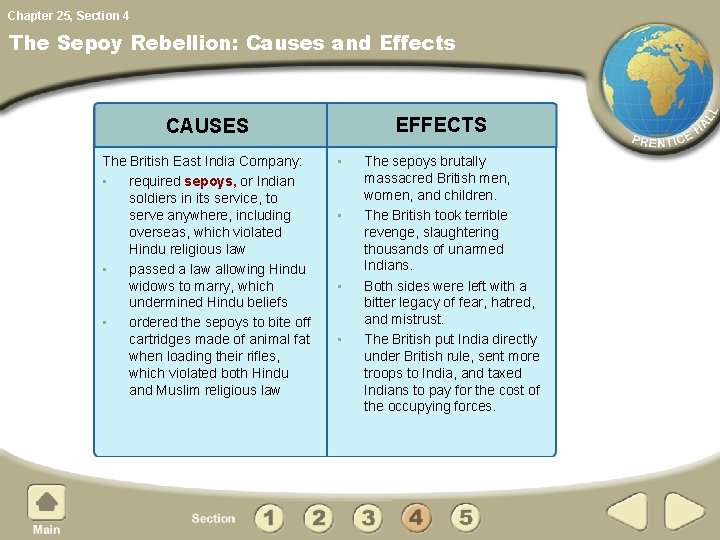 Chapter 25, Section 4 The Sepoy Rebellion: Causes and Effects EFFECTS CAUSES The British