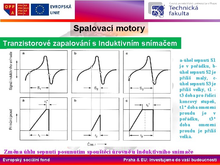 Spalovací motory Tranzistorové zapalování s Induktivním snímačem a úhel sepnutí S 1 je v Spalovací motory Tranzistorové zapalování s Induktivním snímačem a úhel sepnutí S 1 je v