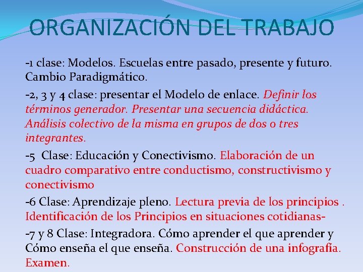 ORGANIZACIÓN DEL TRABAJO -1 clase: Modelos. Escuelas entre pasado, presente y futuro. Cambio Paradigmático.