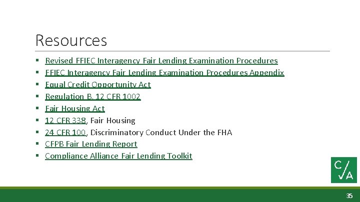 Resources § § § § § Revised FFIEC Interagency Fair Lending Examination Procedures Appendix