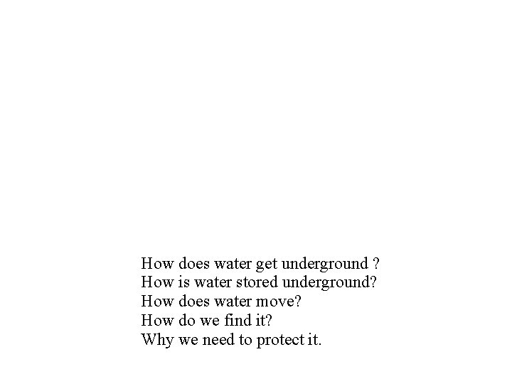 How does water get underground ? How is water stored underground? How does water