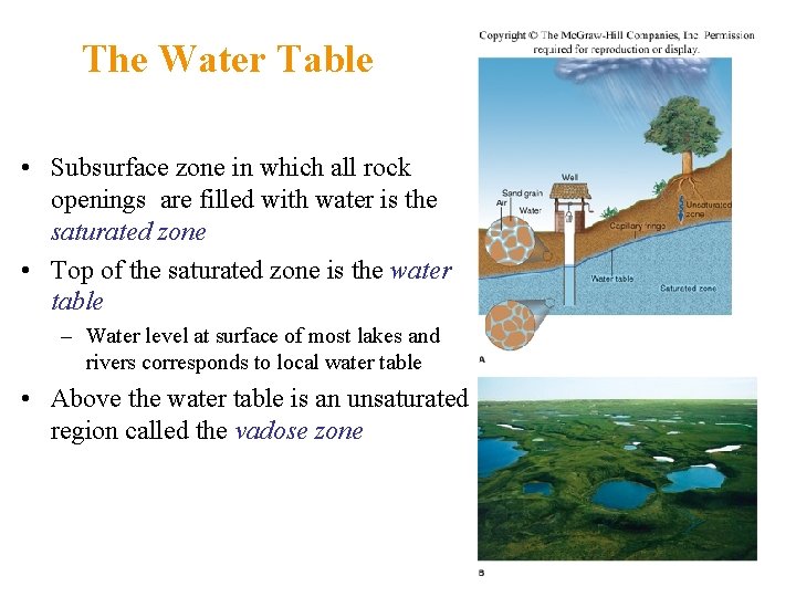 The Water Table • Subsurface zone in which all rock openings are filled with