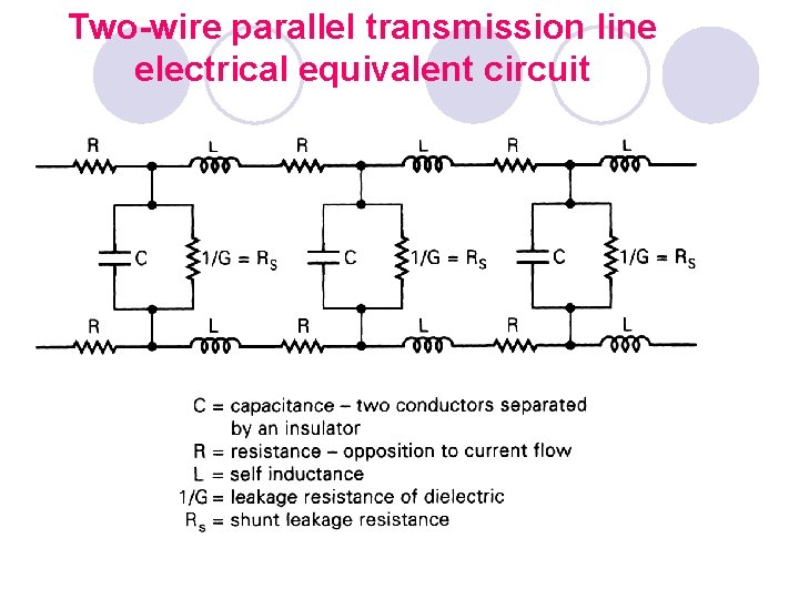 Two-wire parallel transmission line electrical equivalent circuit 
