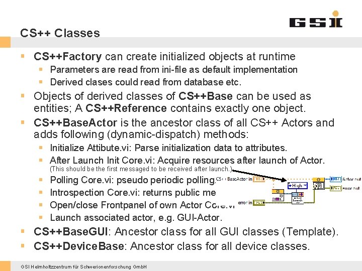 CS++ Classes § CS++Factory can create initialized objects at runtime § Parameters are read