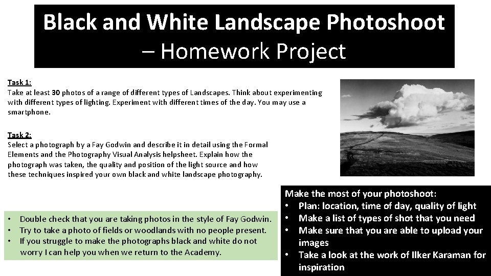 Black and White Landscape Photoshoot – Homework Project Task 1: Take at least 30