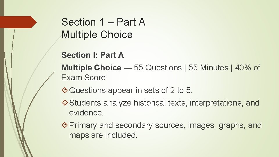 Section 1 – Part A Multiple Choice Section I: Part A Multiple Choice —