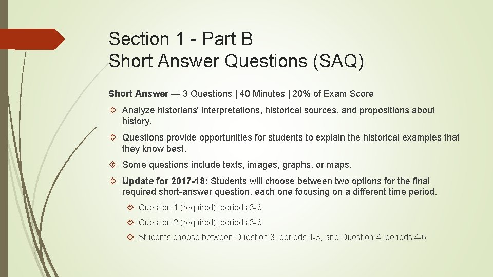 Section 1 - Part B Short Answer Questions (SAQ) Short Answer — 3 Questions