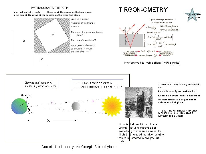 TIRGON-OMETRY Top left only on this page Interference filter calculations (GSU physics) assume sun