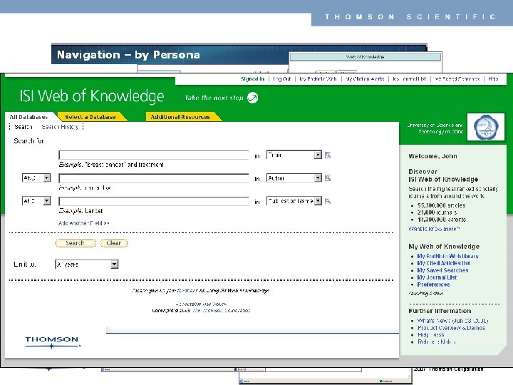 THOMSON 10 SCIENTIFIC Copyright 2007 Thomson Corporation 