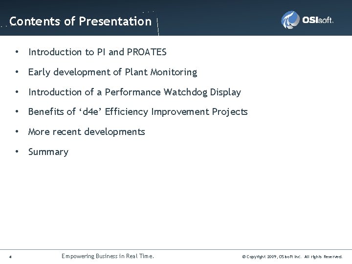 Click to edit Master title style Contents of Presentation • Introduction to PI and