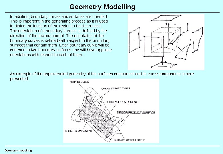 Geometry Modelling In addition, boundary curves and surfaces are oriented. This is important in