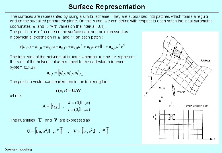 Surface Representation The surfaces are represented by using a similar scheme. They are subdivided