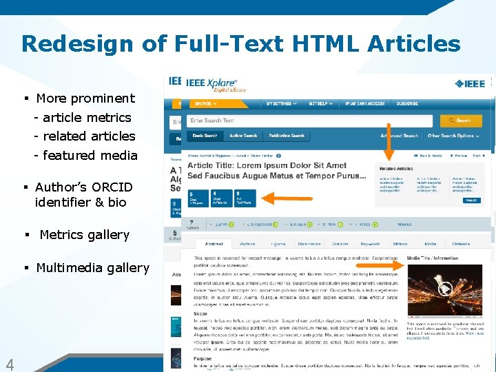 Redesign of Full-Text HTML Articles § More prominent - article metrics - related articles