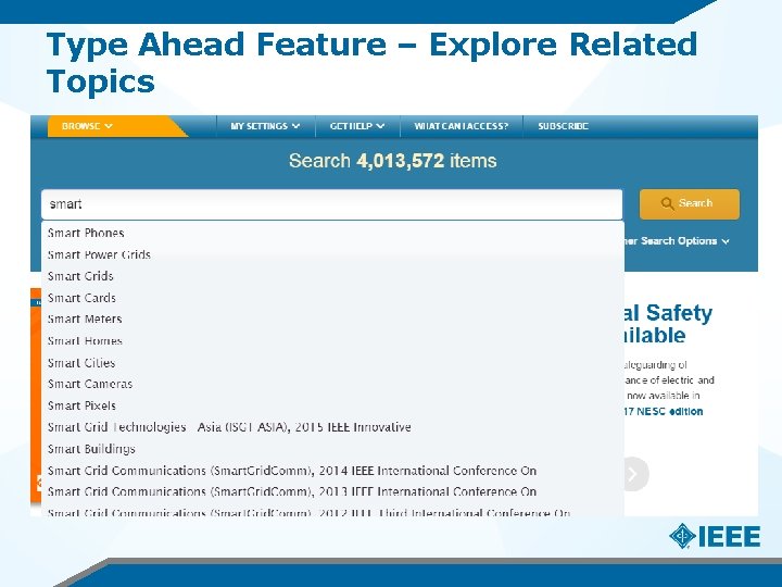 Type Ahead Feature – Explore Related Topics 