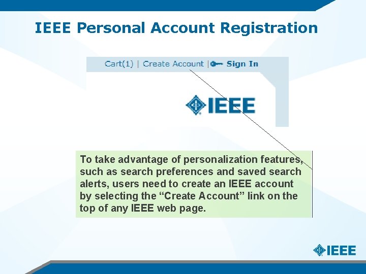 IEEE Personal Account Registration To take advantage of personalization features, such as search preferences