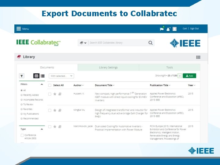 Export Documents to Collabratec 