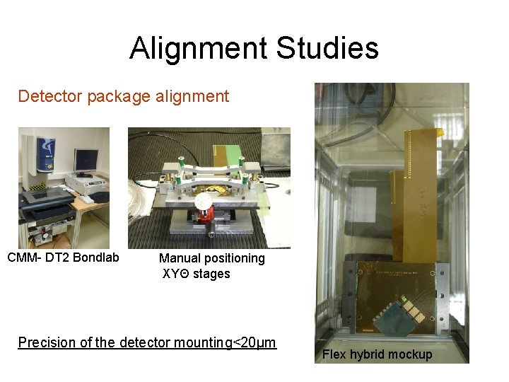 Alignment Studies Detector package alignment CMM- DT 2 Bondlab Manual positioning XYΘ stages Precision