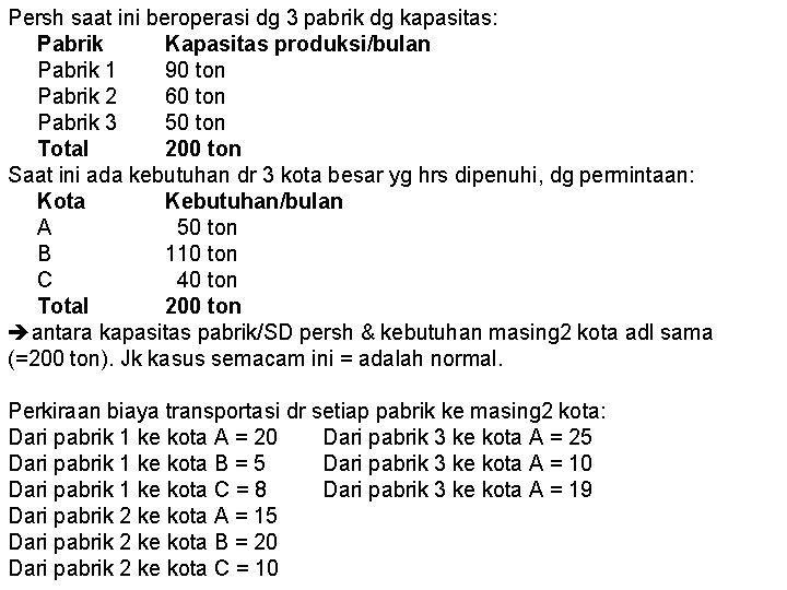 Persh saat ini beroperasi dg 3 pabrik dg kapasitas: Pabrik Kapasitas produksi/bulan Pabrik 1