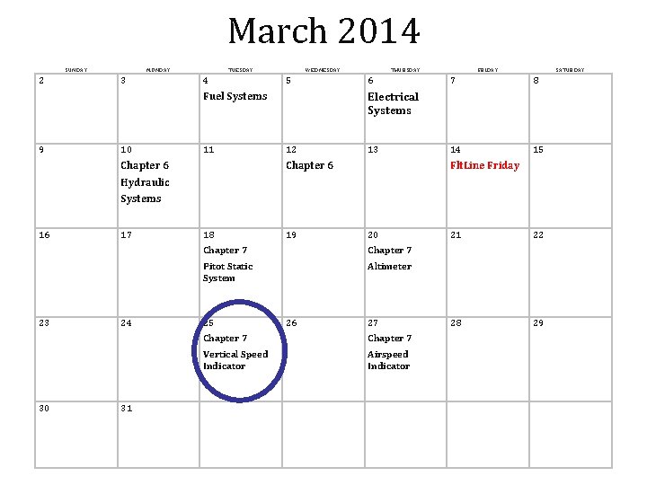 March 2014 SUNDAY 2 MONDAY 3 TUESDAY 4 WEDNESDAY 5 Fuel Systems 9 10