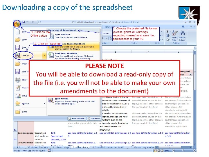 Downloading a copy of the spreadsheet PLEASE NOTE You will be able to download