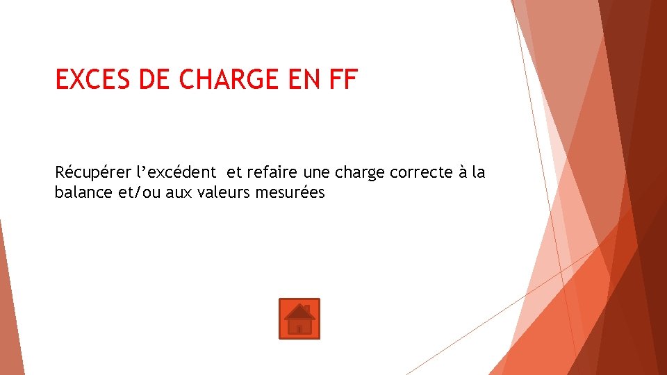 EXCES DE CHARGE EN FF Récupérer l’excédent et refaire une charge correcte à la