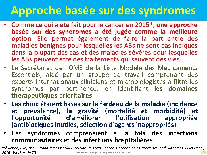 Approche basée sur des syndromes • Comme ce qui a été fait pour le