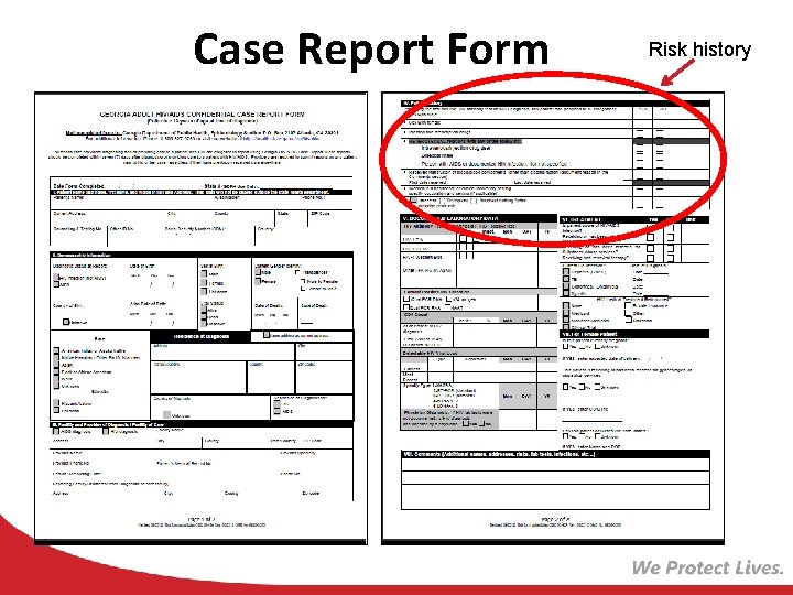Case Report Form Risk history 