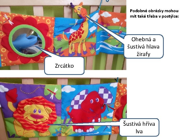 Podobné obrázky mohou mít také třeba v postýlce: Ohebná a šustivá hlava žirafy Zrcátko