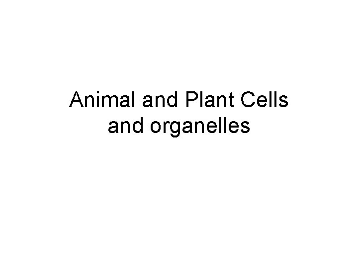 Animal and Plant Cells and organelles 