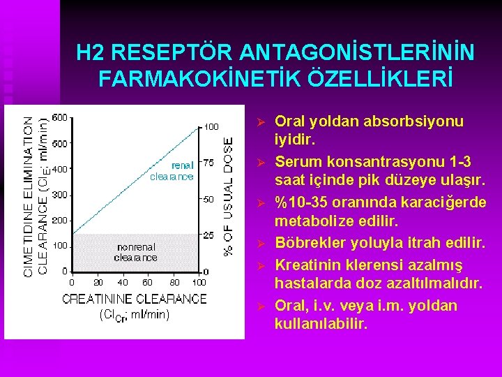 H 2 RESEPTÖR ANTAGONİSTLERİNİN FARMAKOKİNETİK ÖZELLİKLERİ Ø Ø Ø Oral yoldan absorbsiyonu iyidir. Serum