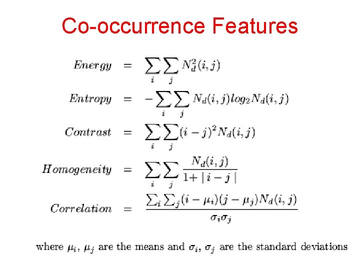 Co-occurrence Features 