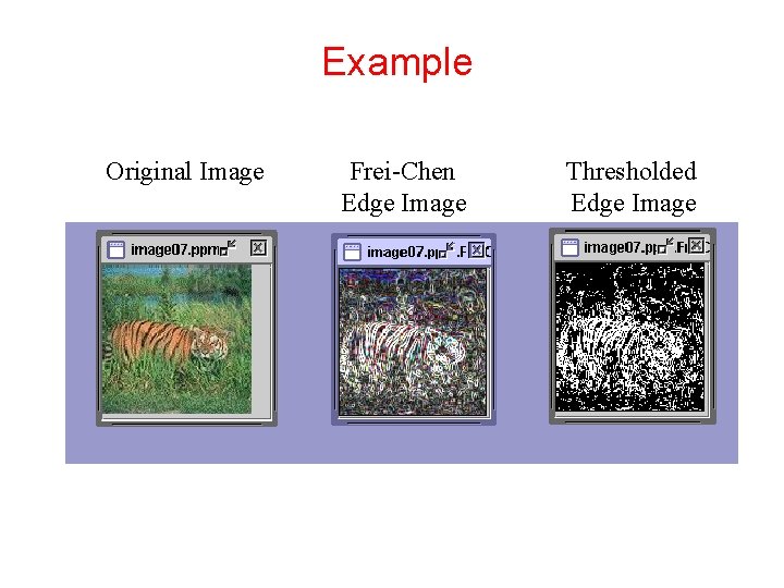 Example Original Image Frei-Chen Edge Image Thresholded Edge Image 
