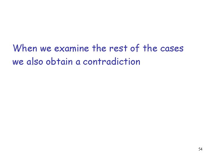 When we examine the rest of the cases we also obtain a contradiction 54