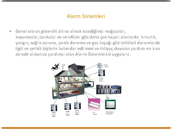 Alarm Sistemleri • Genel olarak güvenlik altına almak istediğimiz mağazalar, kuyumcular, bankalar ev ve Alarm Sistemleri • Genel olarak güvenlik altına almak istediğimiz mağazalar, kuyumcular, bankalar ev ve