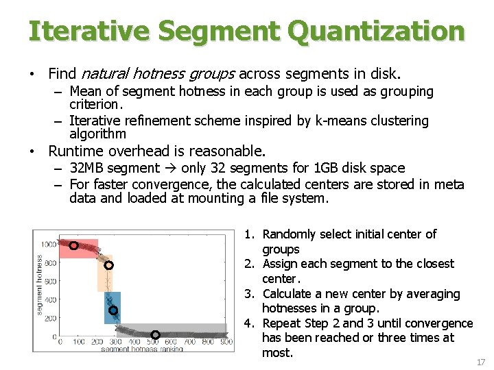 Iterative Segment Quantization • Find natural hotness groups across segments in disk. – Mean Iterative Segment Quantization • Find natural hotness groups across segments in disk. – Mean